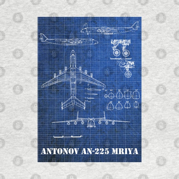 Vintage Blueprint of Antonov AN 225 Mriya Aircraft by Geoji 